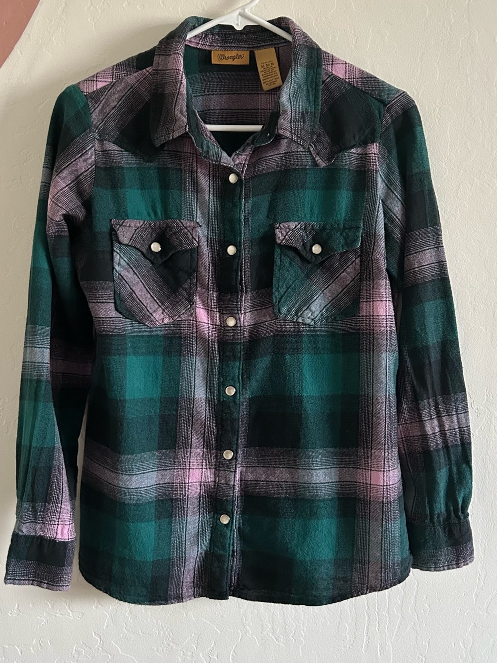 Wrangler Teal & Pink Plaid Women’s Pearl  Snap-Front Shirt